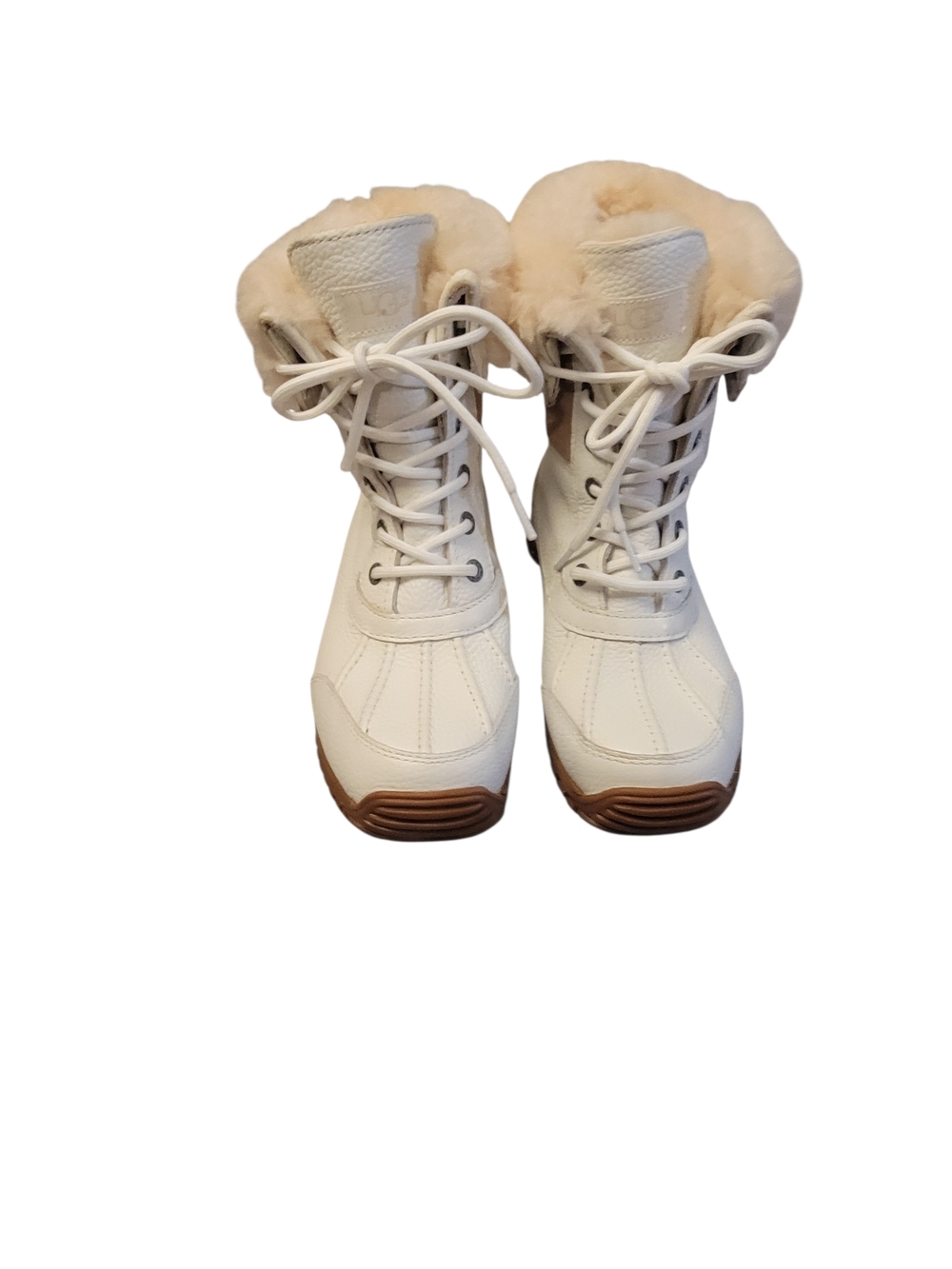 UGG Women's White Lace-Up Shearling Winter Boots